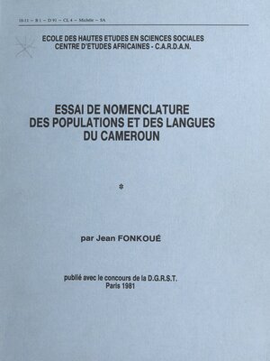 cover image of Essai de nomenclature des populations et des langues du Cameroun (1)